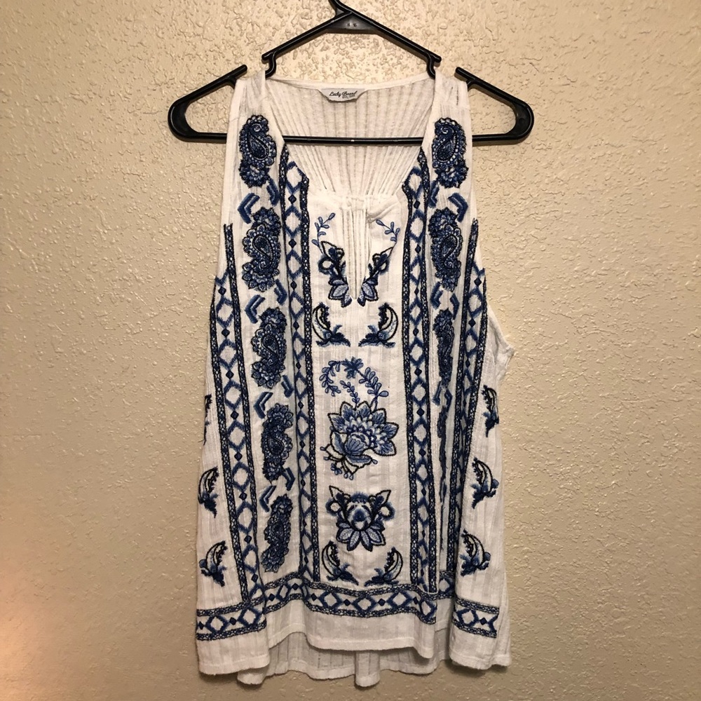 Blue Embroidered Lucky Brand Top